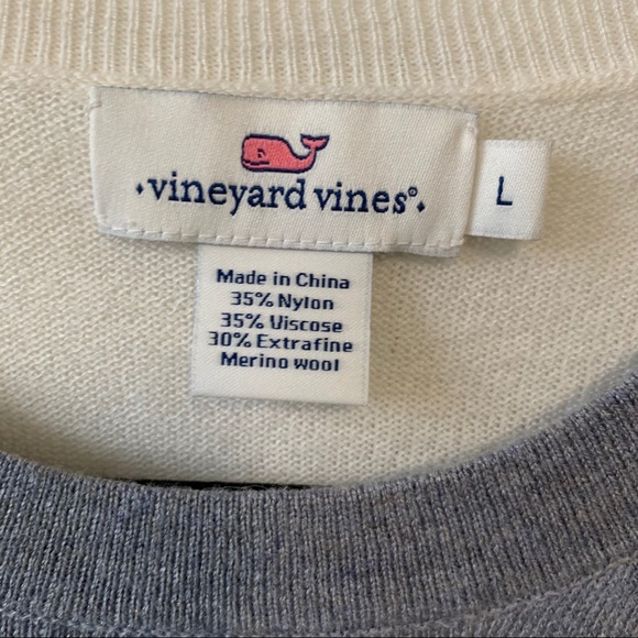 Vineyard Vines Pullover Sweater Gray and White - Picture 2 of 5